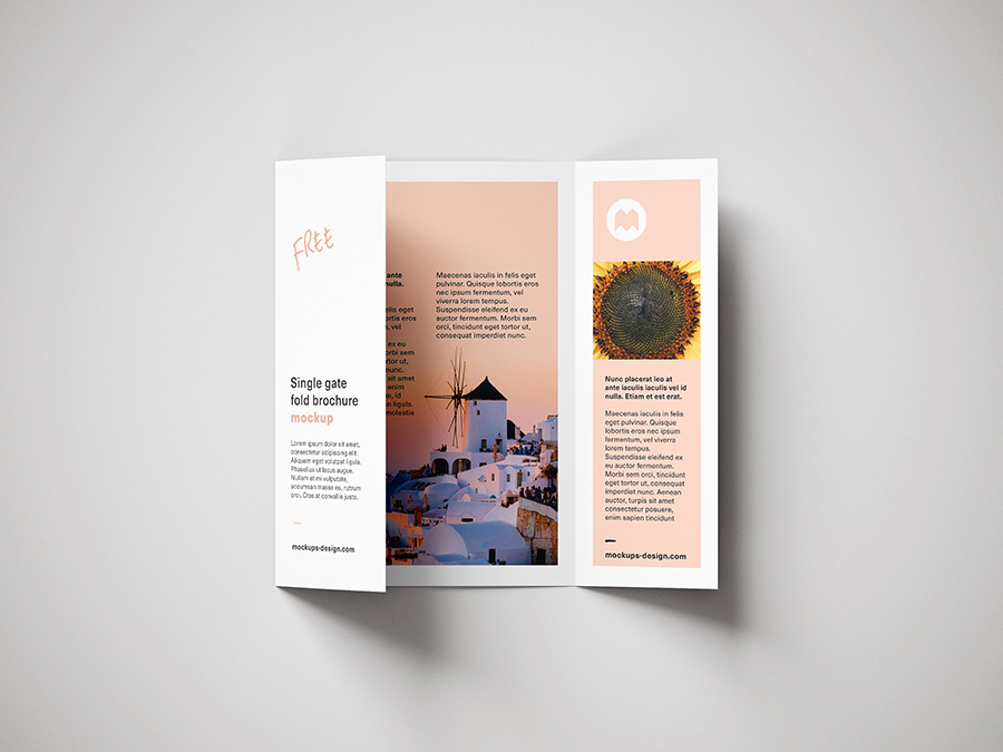 Free single gate fold brochure mockup