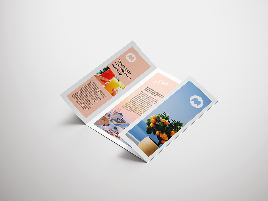 Free single gate fold brochure mockup