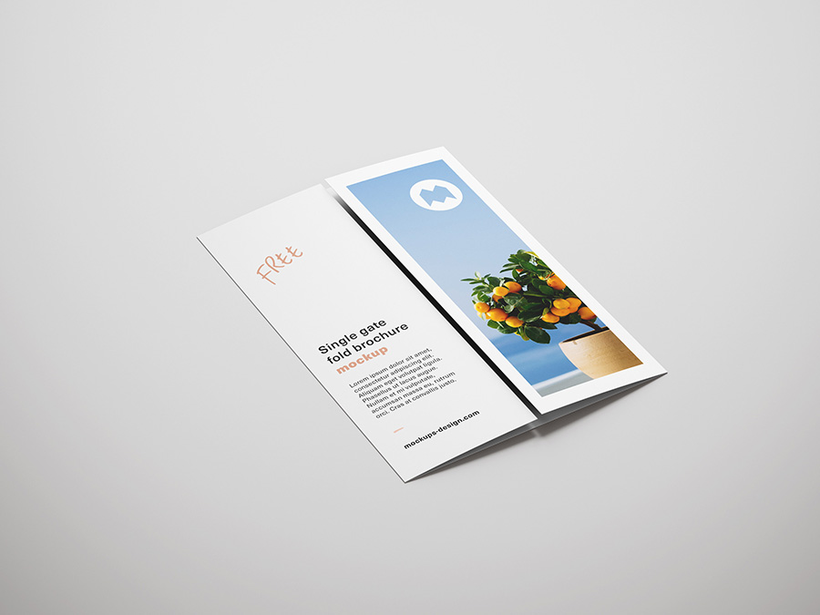 Free single gate fold brochure mockup