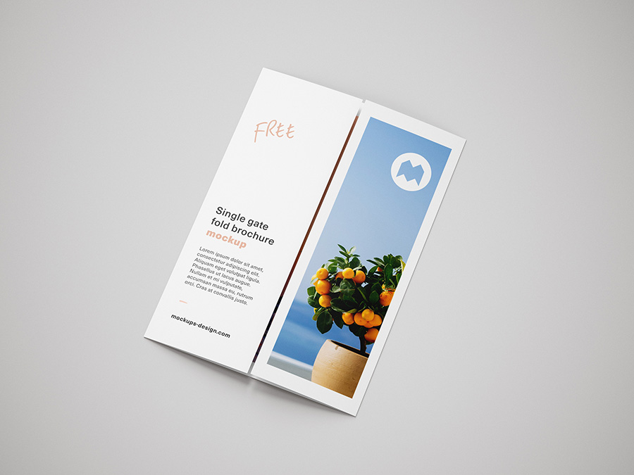 Free single gate fold brochure mockup