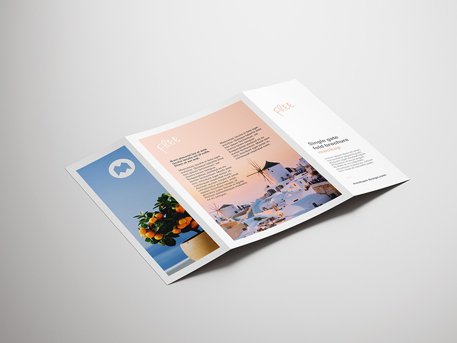 Free single gate fold brochure mockup