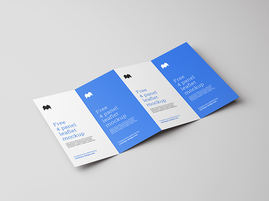 Free 4 fold leaflet mockup