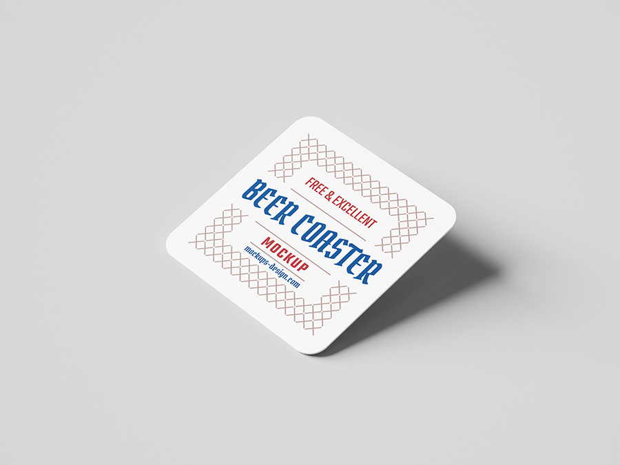 Free square beer coaster mockup - Mockups Design