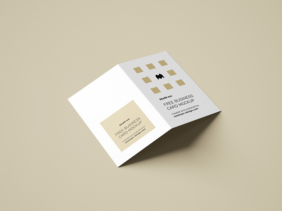 Free folded business cards mockup / 85x55mm