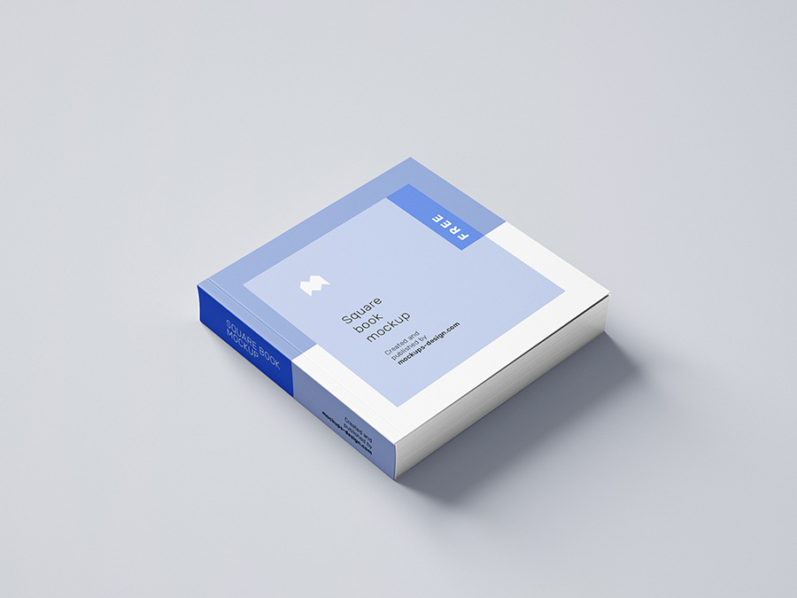 Free square book mockup