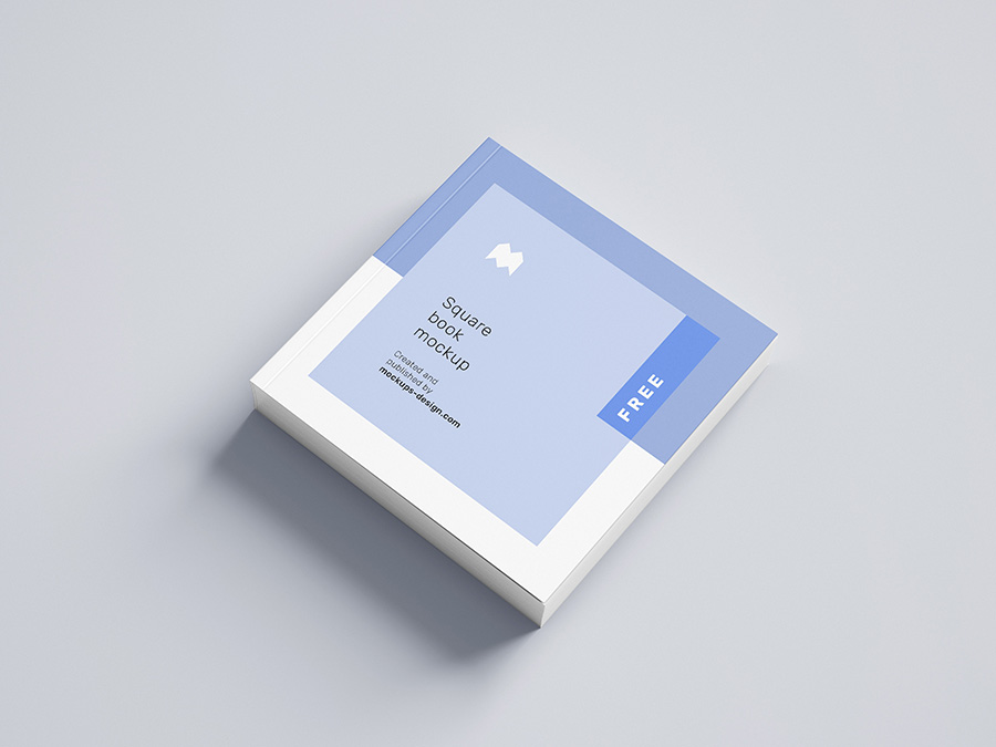 Free square book mockup