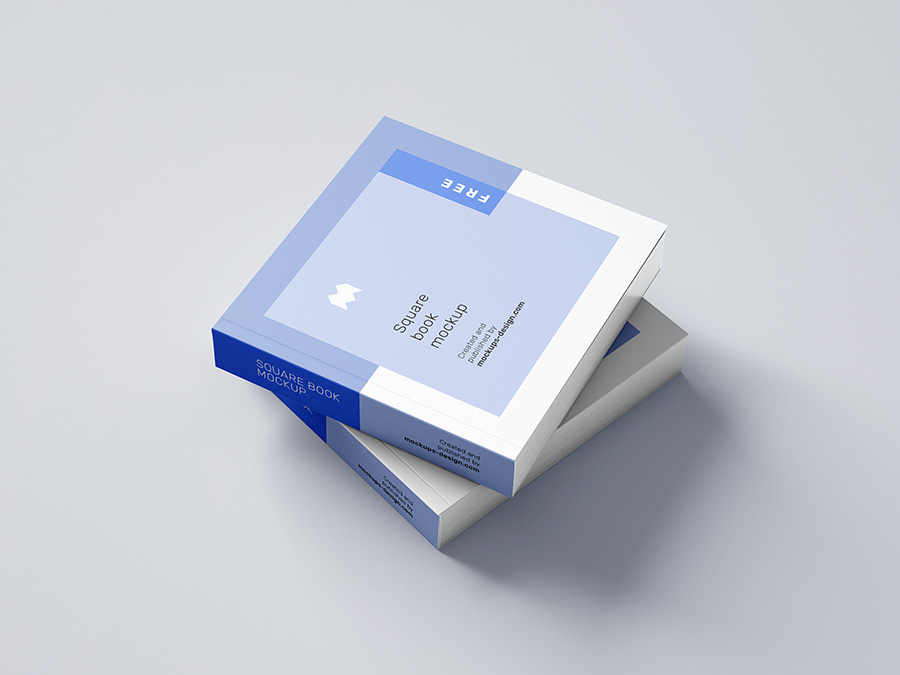 Free square book mockup