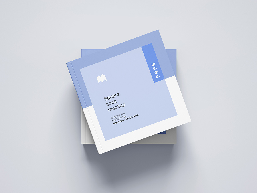 Free square book mockup