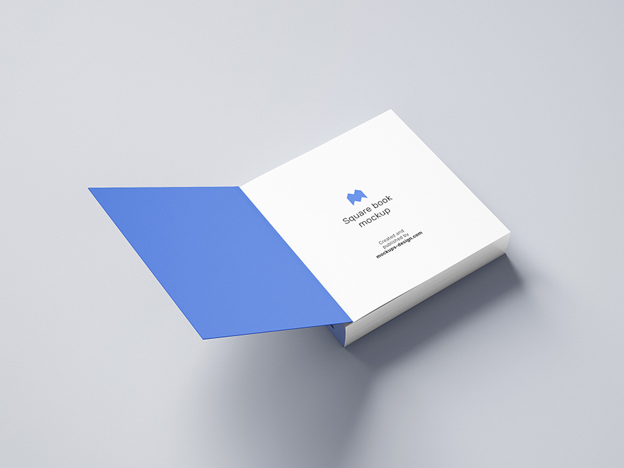 Free square book mockup