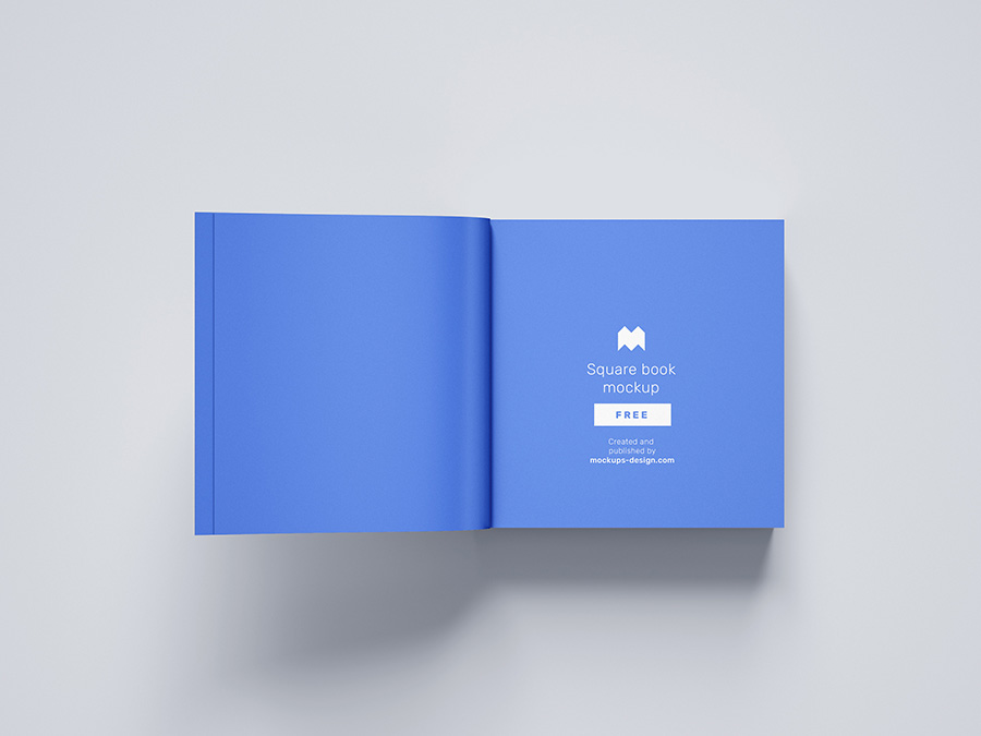 Free square book mockup