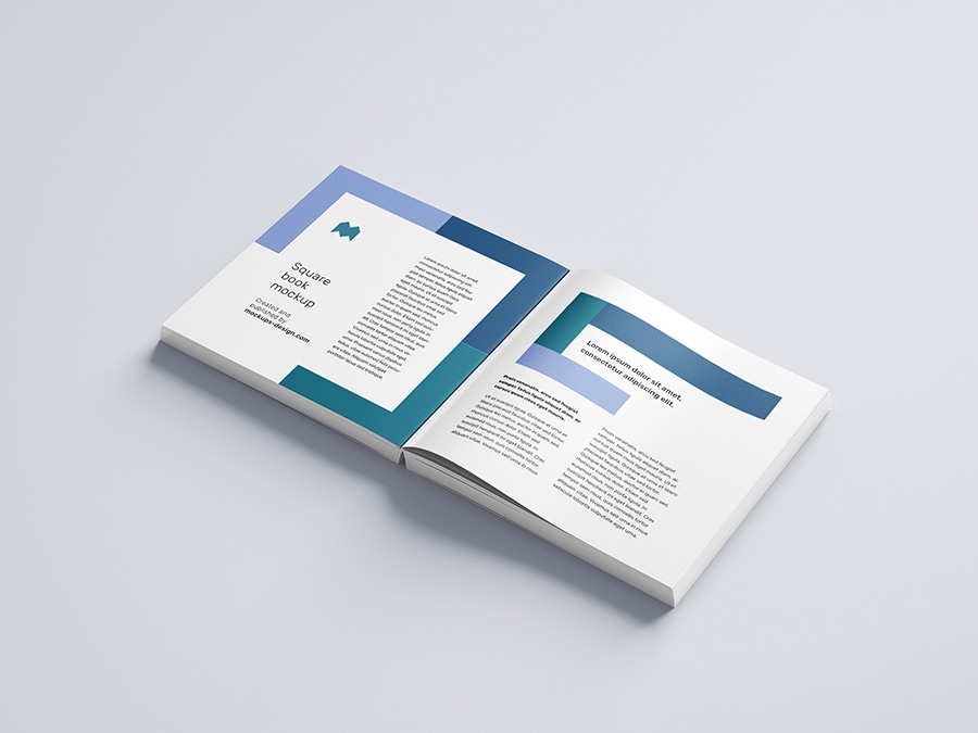 Free square book mockup