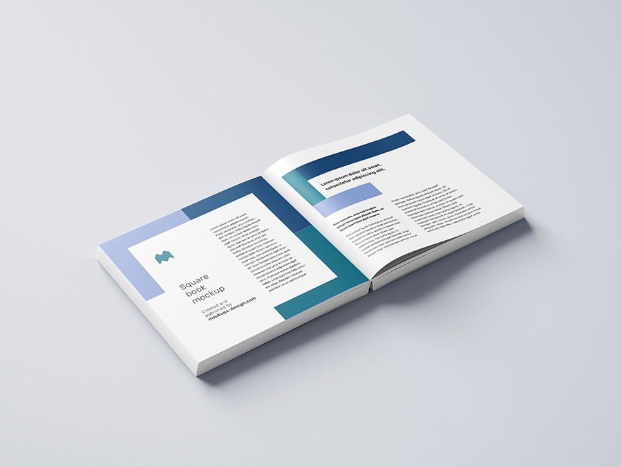 Free square book mockup