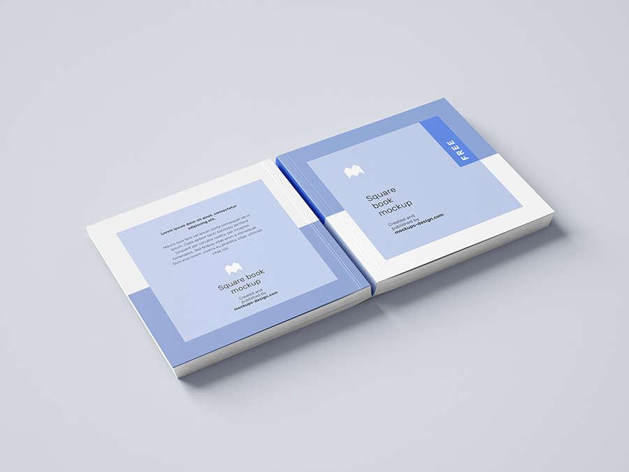 Free square book mockup