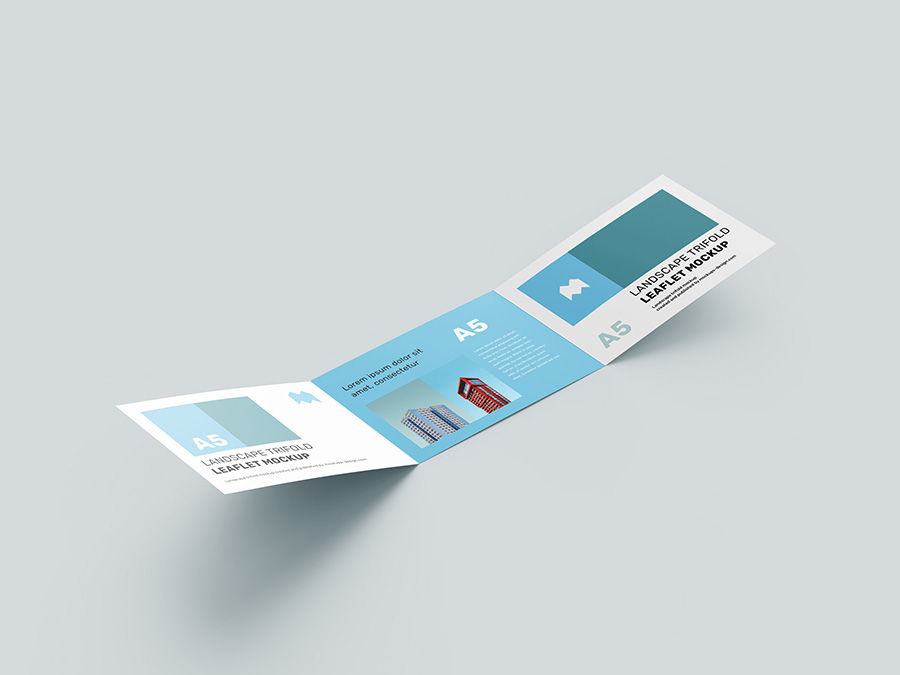 Free trifold landscape leaflet mockup