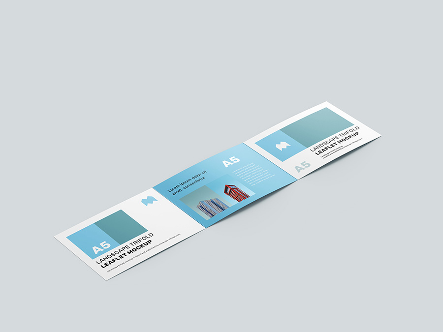 Free trifold landscape leaflet mockup