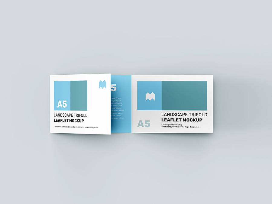 Free trifold landscape leaflet mockup