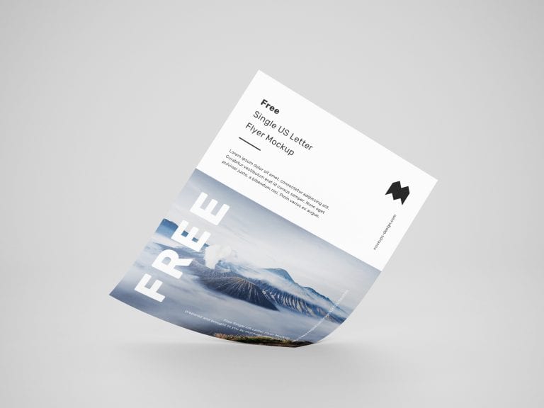 Free single US letter flyer mockup - Mockups Design