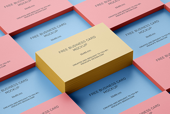 Free stacked business cards mockup