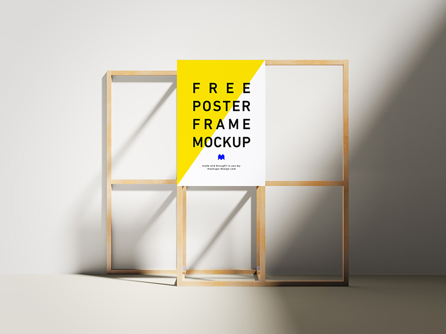 Download Free wooden poster frame mockup - Mockups Design | Free ...