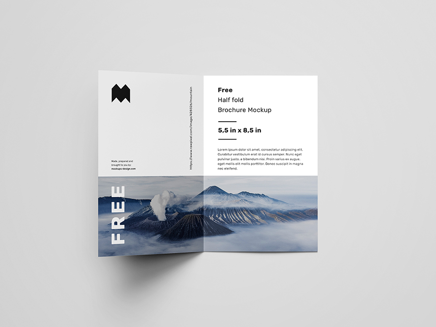 Free US half fold brochure mockup