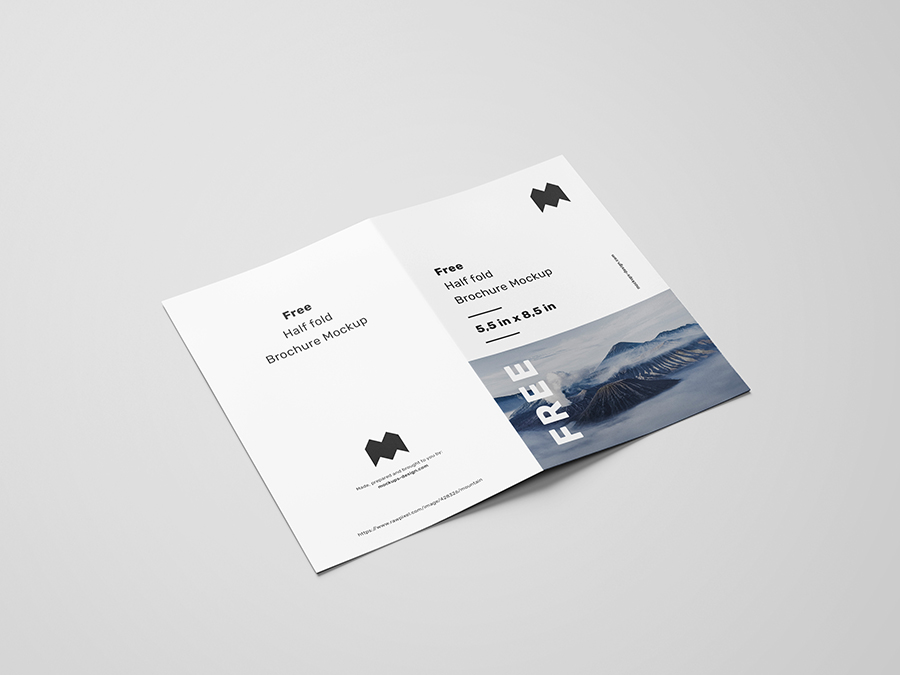 Free US half fold brochure mockup