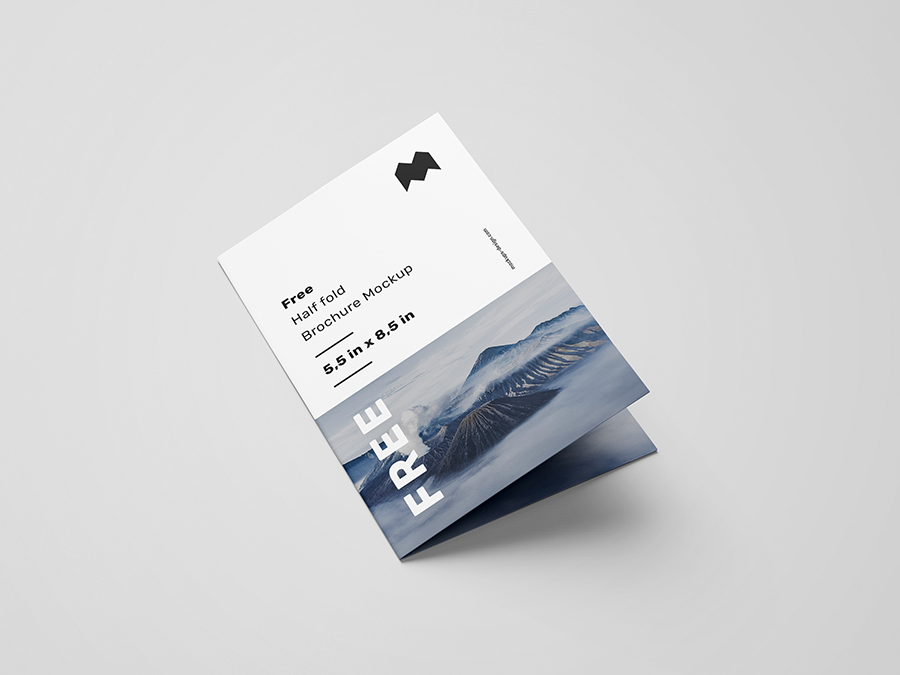 Free US half fold brochure mockup