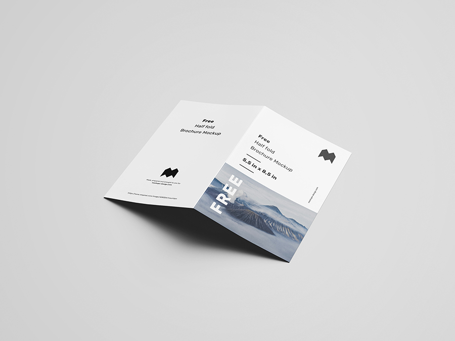 Free US half fold brochure mockup