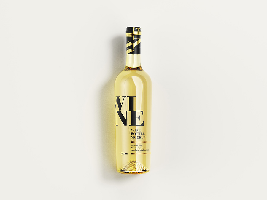 Free white wine bottle mockup