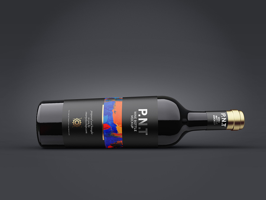 Free wine bottle mockup