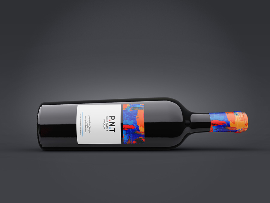 Free wine bottle mockup