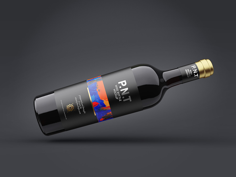 Free wine bottle mockup