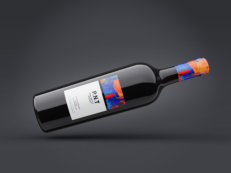 Free wine bottle mockup