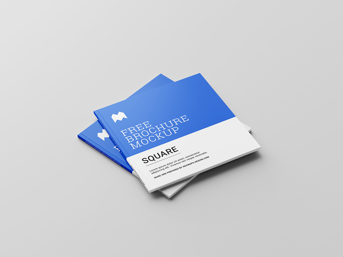 Free perfect binding square brochure mockup