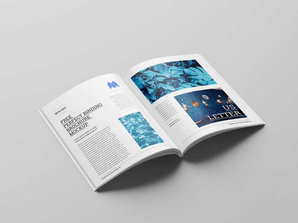 Free US letter perfect binding brochure mockup Mockups