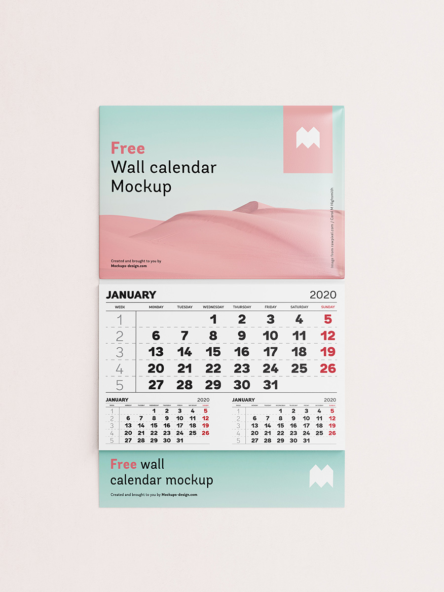 Download Free single panel wall calendar mockup - Mockups Design ...