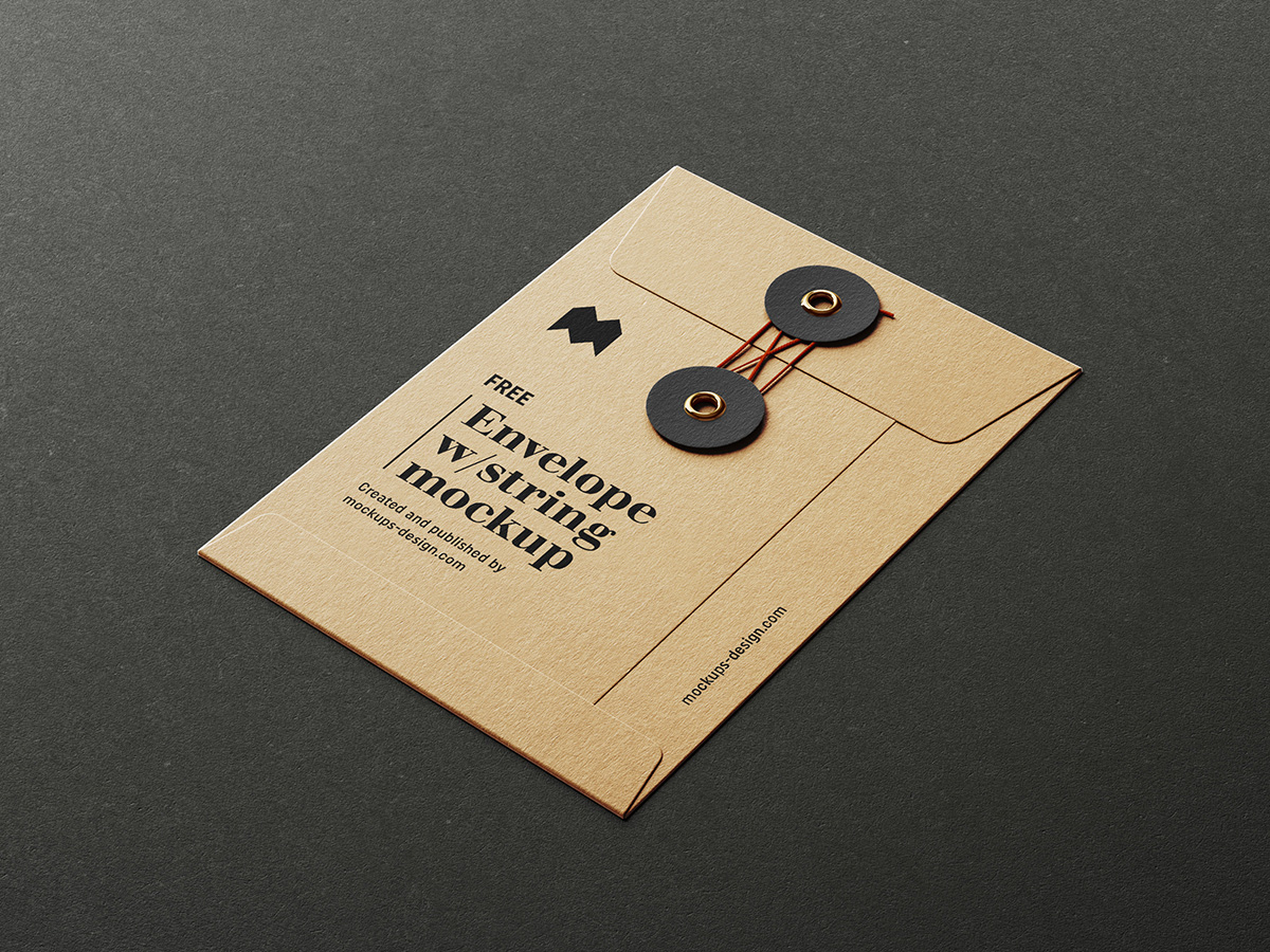 Free envelope with string mockup