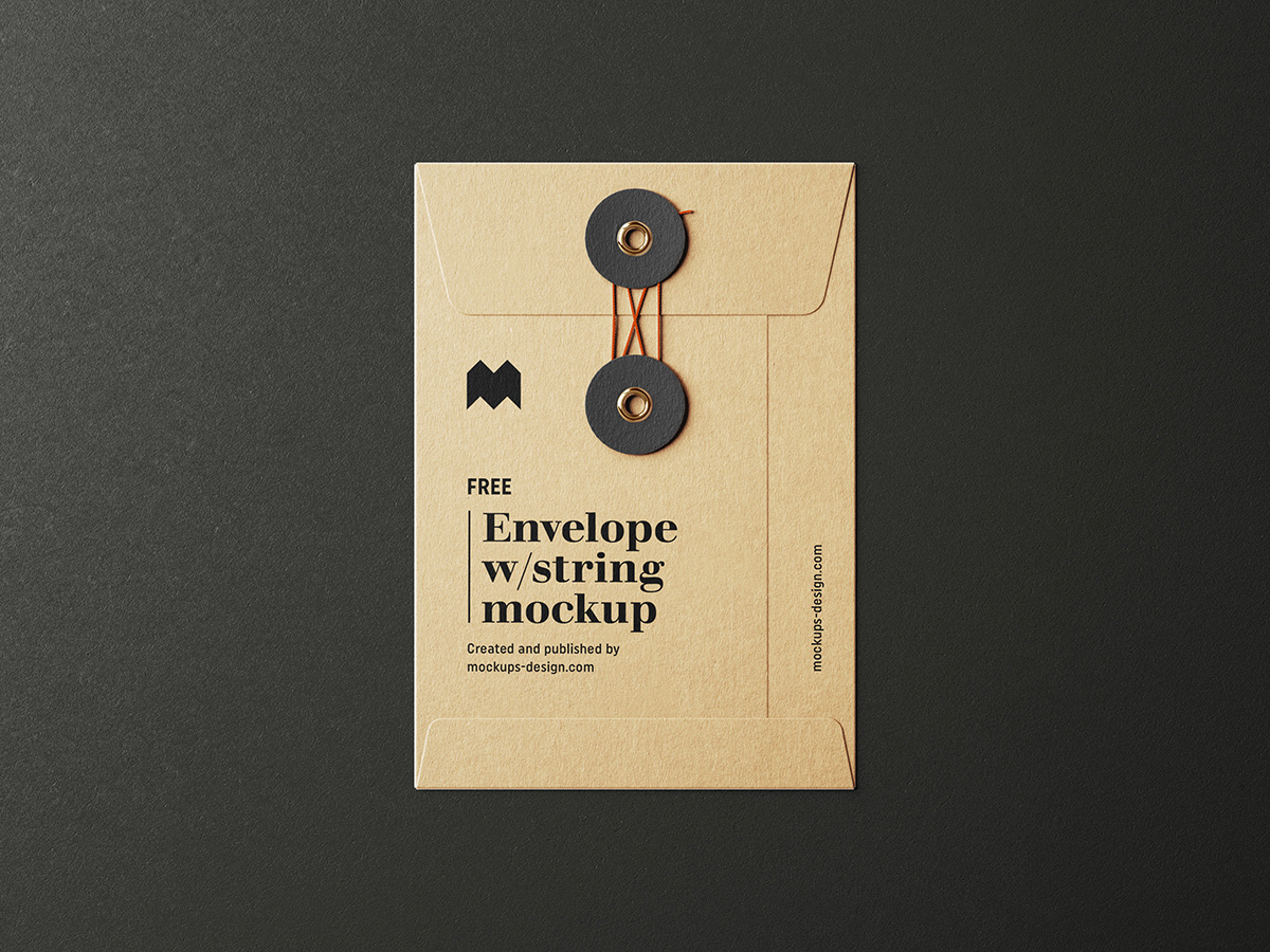 Free envelope with string mockup