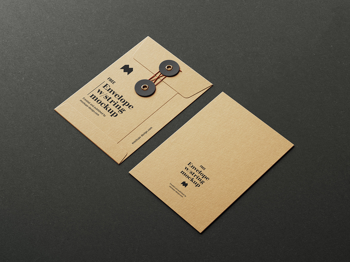 Free envelope with string mockup