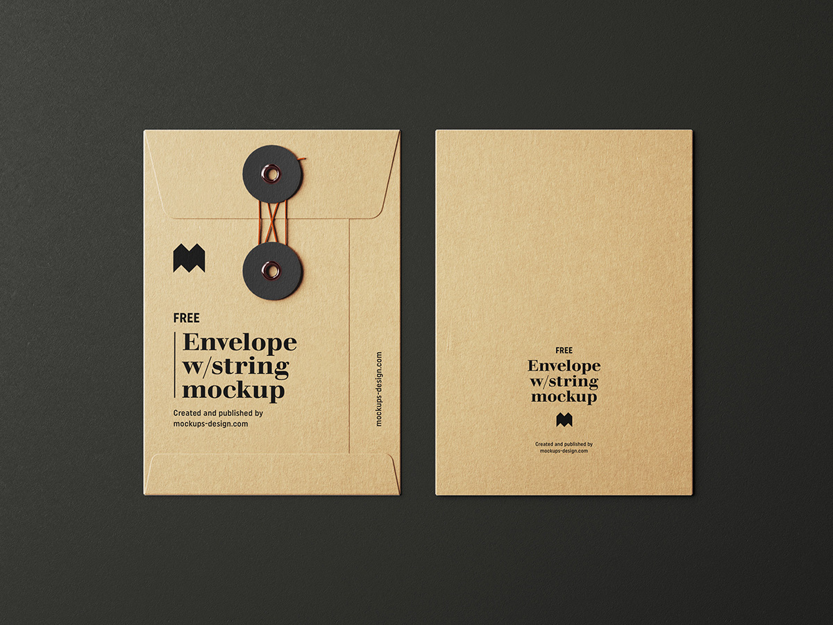 Free envelope with string mockup