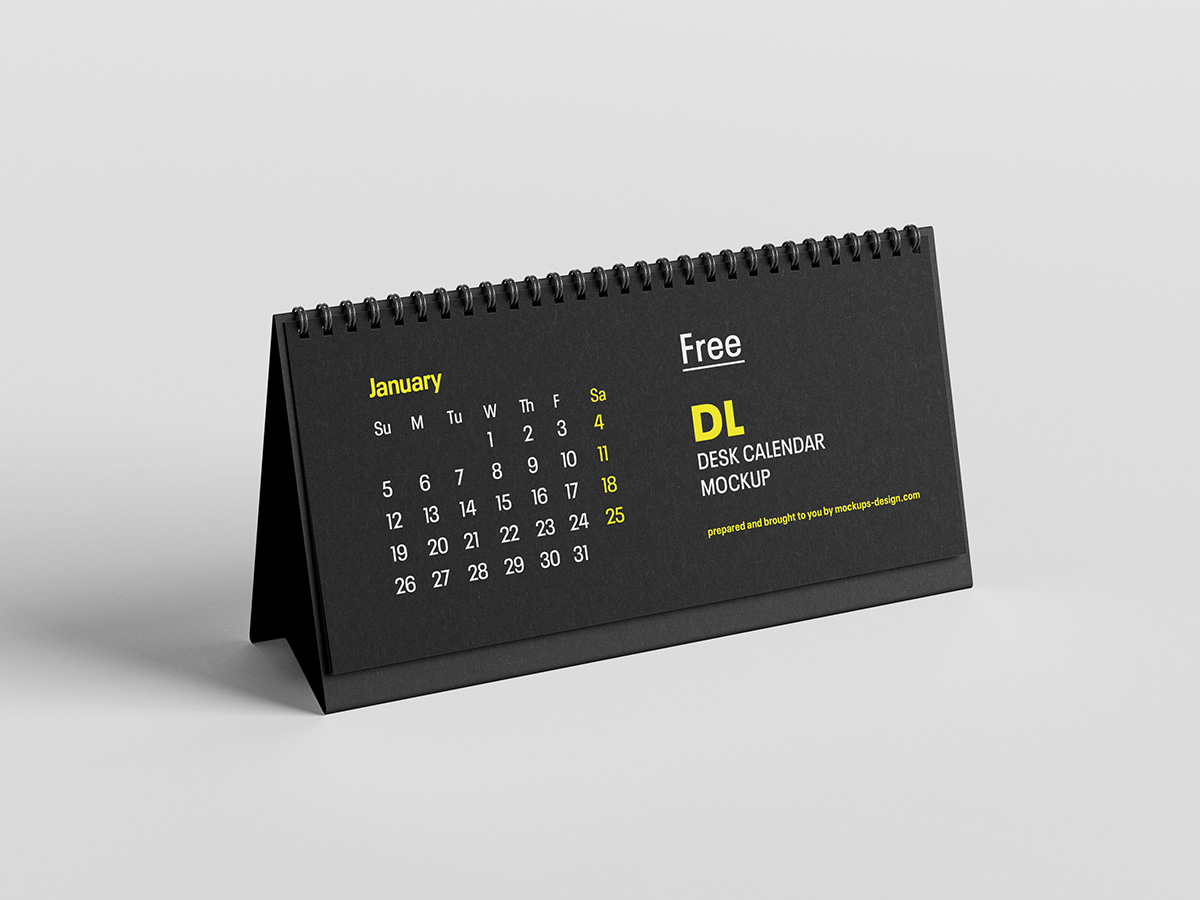 Free DL desktop calendar mockup