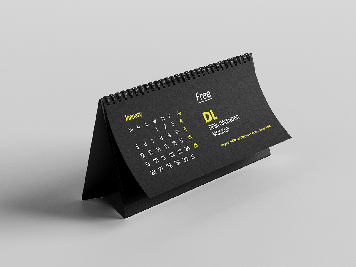 Free DL desktop calendar mockup - Mockups Design