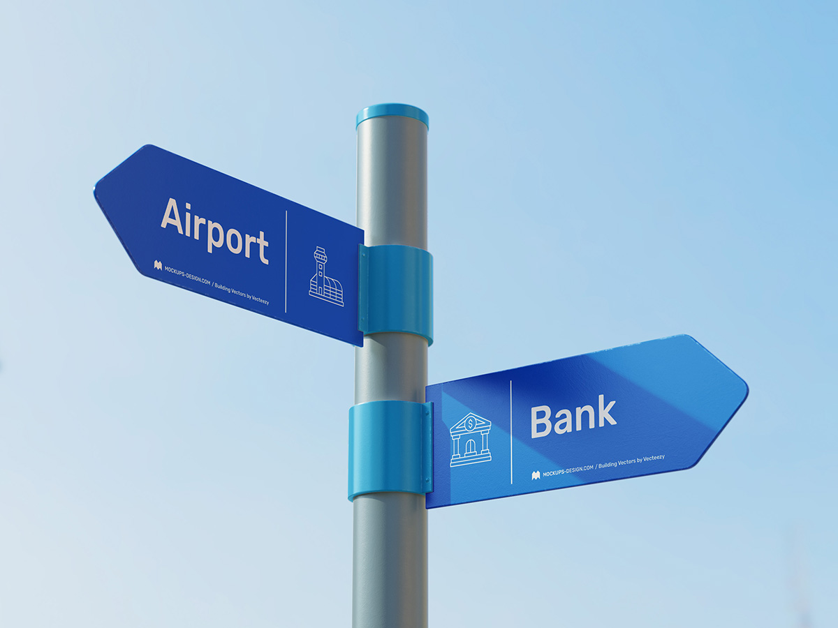 Free direction sign mockup