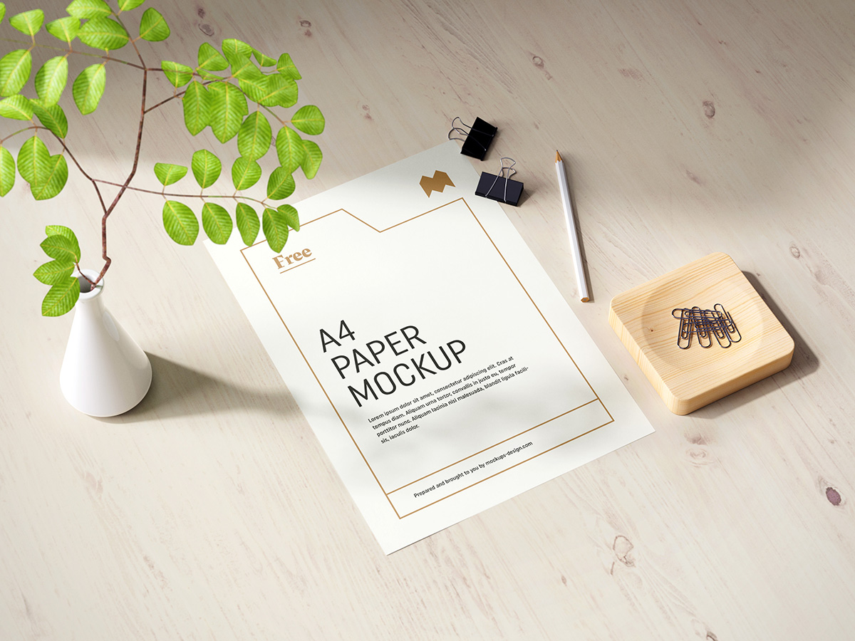 Free A4 paper mockup