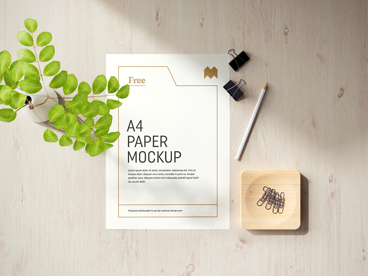 Free A4 paper mockup