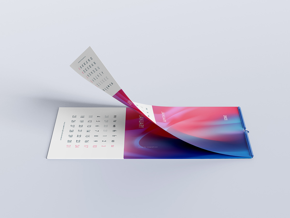 Free wall calendar mockup