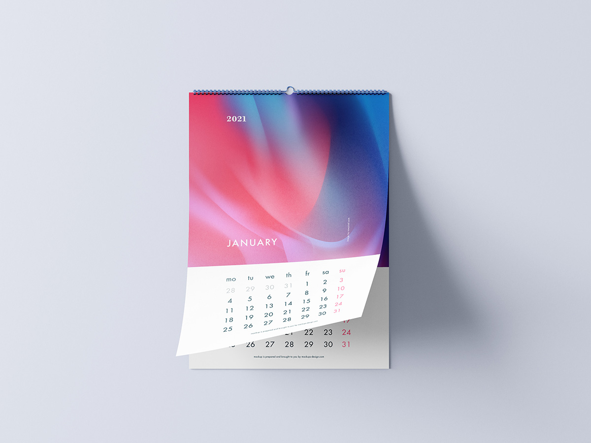 Free wall calendar mockup