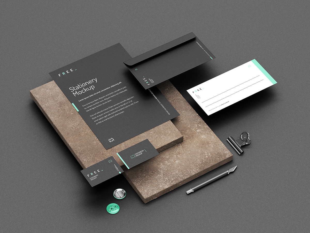 Download Free Stationery Mockup - MockupFire.com