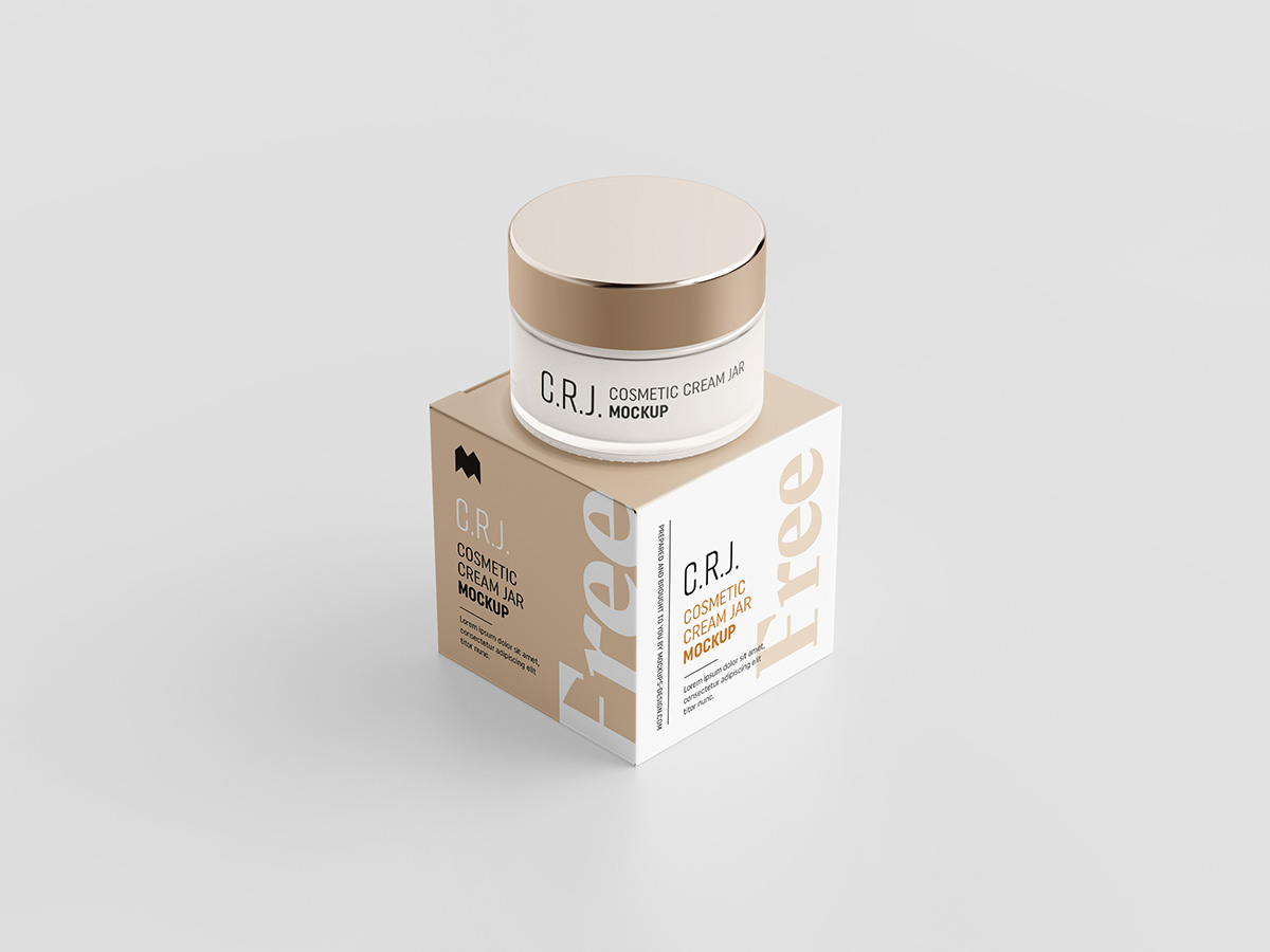 Download Free Cosmetic Box with Jar Mockup (PSD)
