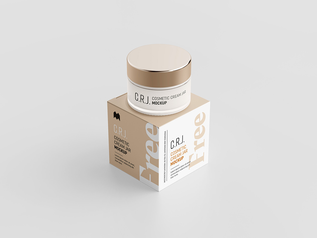 Download Download Free Cosmetic Box with Jar Mockup (PSD ...