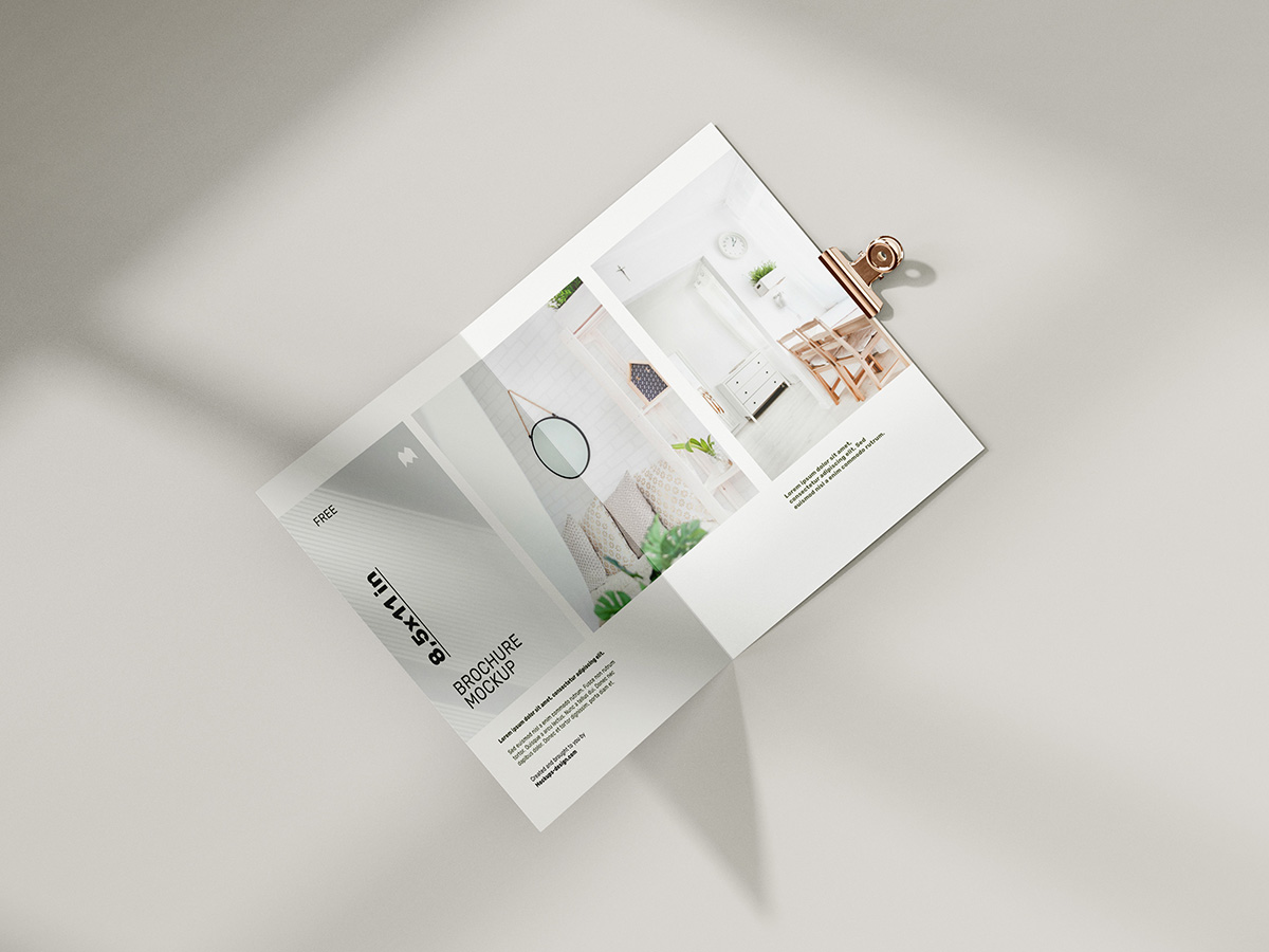 Free folded 8,5 x 11 in brochure mockup